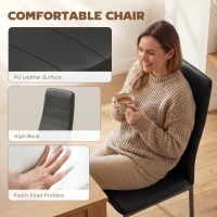 HOMCOM Dining Table Set for 2, Square Kitchen Table and Chairs, Dining Room Table and PU Leather Upholstered Chairs, Black(m-5)