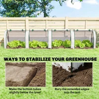 Outsunny Mini Greenhouse, Portable Greenhouse with 4 Roll-Up Doors, PE Cover, 177.2" x 39.4" x 31.5", White(m-7)