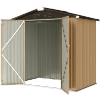 Outsunny 6.5' x 4'  Outdoor Storage Shed, Metal Garden Shed with Lockable Double Doors, 4 Vents, Yellow(m-2)