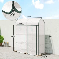 Outsunny 3 Tier Mini Greenhouse, Small Portable Greenhouse with 2 Roll-up Doors, 56.3" x 18.1" x 65", White(m-3)