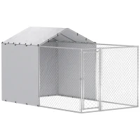 PawHut Galvanized Steel Dog Kennel Outdoor with Waterproof & UV-Resistant Cover for Large Dogs, 13.1' x 7.5' x 7.5'(m-11)