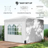 Outsunny 10 x 10 ft Pop Up Canopy Tent with Sidewalls, UPF50+ Outdoor Portable Instant Canopy Shelter with Carry Bag, White(m-4)