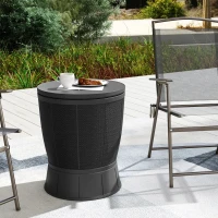 Outsunny 11 Gallon Patio Cooler Side Table, Outdoor Cooler Bar Table with Height Adjustable Top, Drainage Plug, Black(m-10)
