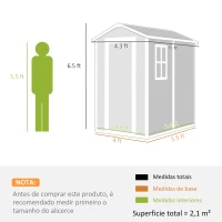 Outsunny 6' x 4' Outdoor Storage Shed, Plastic Shed with Floor, Window, Lockable Door and Vents for Outdoor Patio Storage, Gray(m-3)
