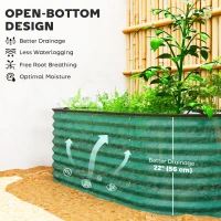 Outsunny 5 x 2.5 x 2 ft Galvanized Raised Garden Bed, Easy DIY Oval Planter Box with Safety Edging and Gloves, Dark Green(m-7)