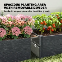 Outsunny Vinyl Raised Garden Bed Kit, 6.5 x 2 x 1ft Elevated Garden Box with Divider and Open Bottom, Grey Wood Effect(m-5)