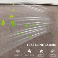 Outsunny Double Patio Glider Chair with Glass Top Center Table, Outdoor Glider Loveseat with High Back,  All Weather Breathable Mesh Fabric for Garden, Backyard, Deck, Brown(m-5)