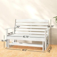Outsunny Patio Glider Bench w/ HDPE Slatted Double Rocking Chair, Distressed White(m-3)