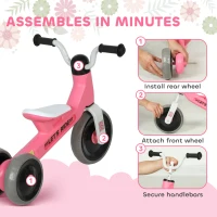 Qaba Toddler Balance Bike for 12-36 Months Boys Girls with No Pedal, 3 Silence Wheels for First Birthday Gift, Pink(m-9)