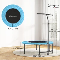 Soozier 39" Mini Exercise Trampoline w/ Adjustable T-Bar Indoor Fitness Rebounder Blue(m-3)