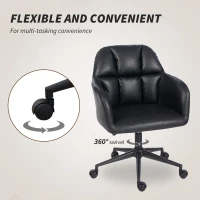 HOMCOM Swivel Office Chair, Faux Leather Desk Chair with Adjustable Height for Living Room, Bedroom, Study, Black(m-5)