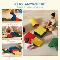 Qaba Toddlers Climbing Toys, 5-Piece Foam Climbing Blocks, Soft Play Set, Indoor for Stacking, Crawling, Sliding(m-9)