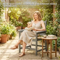 Outsunny 2 Piece All-Weather Patio Chairs, HDPE Patio Dining Chair Set, Heavy Duty Wood-Like Outdoor Furniture, Gray(m-6)