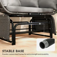Outsunny Double Outdoor Glider Egg Chair, Outdoor Loveseat Glider with Cushions and Pillows, Dark Grey(m-9)