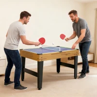 Soozier 48 in 13-in-1 Combo Multi Game Table with Foosball, Pool, Hockey and More for Adults, Light Walnut(m-8)