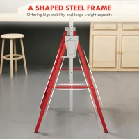 HOMCOM Set of 2 Adjustable Telescopic Builders Trestle, DIY Steel Work Bench Carpenter, Folding Saw Horse Tools Red(m-5)