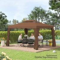 Outsunny Model 84C-101 or 84C-144 13' x 10' Gazebo Replacement Canopy, Gazebo Top with Double Vented Roof (TOP ONLY), Coffee(m-7)