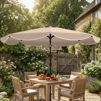 Outsunny 9' x 9' Round Market Umbrella with Valance, Patio Umbrella with Tilt and Crank, for Garden, Deck, Poolside, Khaki(m-10)