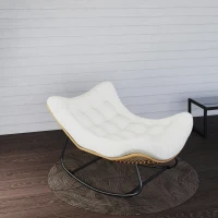 Outsunny Oversized Rattan Patio Egg Chair, Outdoor Rocking Chair with Padded Cushion for Indoor, Porch, Cream White(m-10)