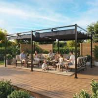 Outsunny 19' x 10' Pergola with Retractable Canopy, Patio Pergola with Sun Shade Shelter, UV50+, for Patio, Garden, Dark Grey(m-10)