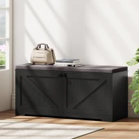 HOMCOM Shoe Storage Bench with Padded Seat, Entryway Bench Holds up to 352 lb, Shoe Organizer, 8 Pairs, Black Wood Grain(m-8)