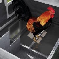 PawHut 84" Wooden Chicken Coop, Hen House Outdoor with Run Nesting Box, Asphalt Roof, Removable Tray, Ramp, Poultry Cage for 2-3 Chickens, Gray(m-14)