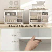 HOMCOM Sideboard Buffet Cabinet, 43" Farmhouse Kitchen Cabinet with 3 Barn Doors, 2 Drawers, 2 Adjustable Shelves, White(m-6)