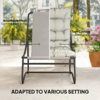 Outsunny 3 Piece Outdoor Bistro Set, Round Patio Table and Chairs Set for 2 with Breathable Mesh Seat and Cushions, Light Grey(m-5)