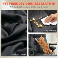 HOMCOM Massage Office Chair with 6-Point Vibration, Pet-Friendly Faux Leather Ergonomic Executive Desk Chair, Black(m-7)