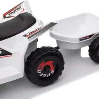 Aosom 6V Electric Toy Car with Back Trailer, Forward Backward, Wear-Resistant Wheels for Ages 18-36 Months, White(m-15)