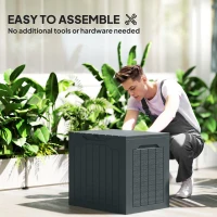 Outsunny 28 Gallon Deck Box, Resin Outdoor Storage Box with Handles, Waterproof and UV Resistant Storage Container(m-4)
