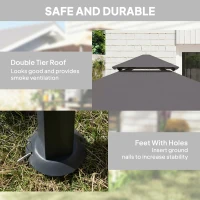 Outsunny 8' x 5' BBQ Grill Gazebo Tent with Double Tiered Canopy for Outdoor Sun Shade, Dark Grey(m-4)