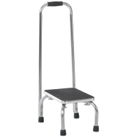 HOMCOM Step Stool with Handle for Adults and Seniors, Heavy Duty Metal Foot Step Stool for Elderly, Portable Stool with Anti-slip Design(m-2)