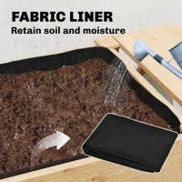 Outsunny Wooden Raised Garden Bed, 2-Tier Raised Planter with Storage Shelf, Side Board, Drainage Holes and Liner(m-9)