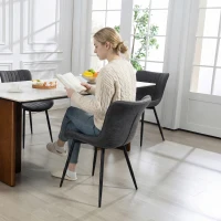 HOMCOM Dining Chairs Set of 4, PU Leather Upholstered Kitchen Chairs with Backrest and Steel Legs, Black(m-9)