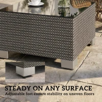 Outsunny 21.7" Square Patio Table, Small Outdoor Patio Coffee Side End Table with Tempered Glass Top, Black(m-6)