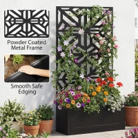 Outsunny Metal Raised Garden Bed with Trellis for Climbing Plants, Freestanding or Wall Mounted Flower Bed with Privacy Panel(m-9)
