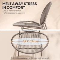 Outsunny Rattan Bistro Set, 3 Pieces Wicker Patio Furniture Set, Acapulco Chairs and Steel Table for Porch, Balcony, Light Grey(m-5)