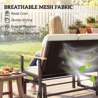 Outsunny Outdoor Glider Bench for 2 Person, Patio Glider Loveseat with Thick Cushions for Garden Balcony Porch, Cream White(m-5)