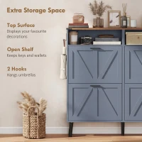 HOMCOM Shoe Storage Cabinet with 4 Flip Drawers, Farmhouse Narrow Shoe Cabinet, Holds Up to 24 Pairs, Blue(m-7)