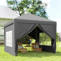 Outsunny 10'x10' Outdoor Pop Up Party Tent Wedding Gazebo Canopy with Carrying Bag (Dark Grey)(m-10)
