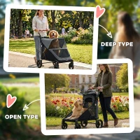 PawHut Dog Stroller for Large Dogs Up to 66 LBS with All-Terrain Spring Suspension, 8-Position Adjustable Handle, Gray(m-9)