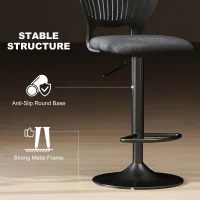 HOMCOM Bar Stools Set of 2, Modern Swivel Counter Height Barstools with Footrest and Hollow Backrest, Black(m-7)