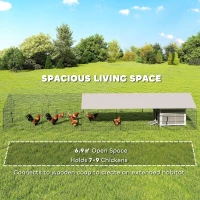PawHut Metal Chicken Coop, Large Chicken Run with Water-Resistant & Anti-UV Cover for 7-9 Hens, Outdoor Hen House with 10 Doors(m-4)