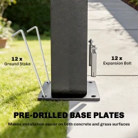 Outsunny 9' x 6' Hardtop Grill Gazebo, BBQ Gazebo with 2 Side Shelves and Galvanized Metal Slope Roof, Black(m-7)