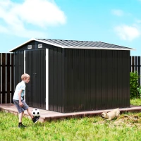 Outsunny 10' x 8' Metal Shed, Heavy Duty Outdoor Storage Shed with 4 Vents and Lockable Double Doors, Dark Grey(m-10)