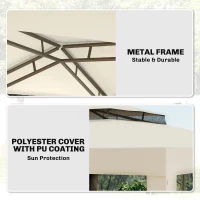 Outsunny 10' x 10' Canopy Tent, Party Tent with Mesh Netting and Double Tier Roof for Backyard, Garden, Patio, Outdoor, Beige(m-5)