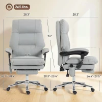 HOMCOM Massage Office Chair with 6-Point Vibration, Pet-Friendly Faux Leather Ergonomic Executive Desk Chair, Light Gray(m-3)