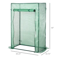 Outsunny 40"L x 20"W x 59"H Walk-in Garden Greenhouse with Durable Steel Frame Outdoor Hot House Tomato Plant Warm House w/ Roll up Door, PE Cover, Green(m-3)