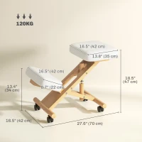 HOMCOM Ergonomic Kneeling Chair, Posture Chair with Rubberwood Frame, Wheels for Office, Posture Correction, Cream White(m-3)